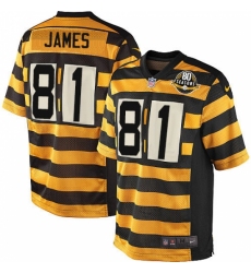 Men's Nike Pittsburgh Steelers #81 Jesse James Game Yellow/Black Alternate 80TH Anniversary Throwback NFL Jersey