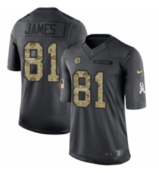 Men's Nike Pittsburgh Steelers #81 Jesse James Limited Black 2016 Salute to Service NFL Jersey