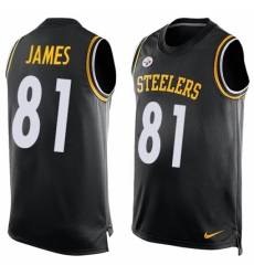 Men's Nike Pittsburgh Steelers #81 Jesse James Limited Black Player Name & Number Tank Top NFL Jersey