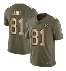 Men's Nike Pittsburgh Steelers #81 Jesse James Limited Olive/Gold 2017 Salute to Service NFL Jersey