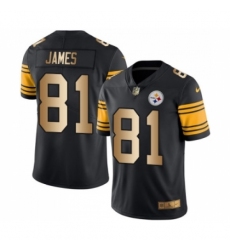 Men's Pittsburgh Steelers #81 Jesse James Limited Black Gold Rush Vapor Untouchable Football Jersey
