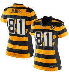 Women's Nike Pittsburgh Steelers #81 Jesse James Elite Yellow/Black Alternate 80TH Anniversary Throwback NFL Jersey