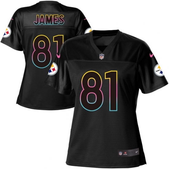 Women's Nike Pittsburgh Steelers #81 Jesse James Game Black Fashion NFL Jersey Women's Nike Pittsburgh Steelers #81 Jesse James Game Black Fashion NFL Jersey