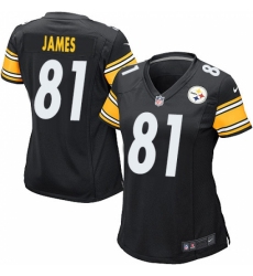 Women's Nike Pittsburgh Steelers #81 Jesse James Game Black Team Color NFL Jersey
