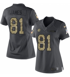Women's Nike Pittsburgh Steelers #81 Jesse James Limited Black 2016 Salute to Service NFL Jersey