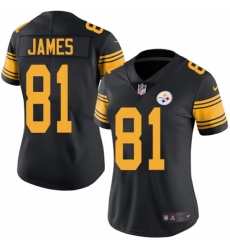 Women's Nike Pittsburgh Steelers #81 Jesse James Limited Black Rush Vapor Untouchable NFL Jersey