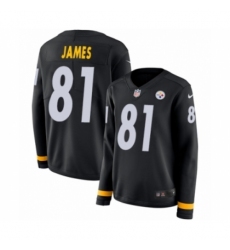 Women's Nike Pittsburgh Steelers #81 Jesse James Limited Black Therma Long Sleeve NFL Jersey