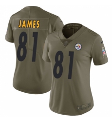 Women's Nike Pittsburgh Steelers #81 Jesse James Limited Olive 2017 Salute to Service NFL Jersey