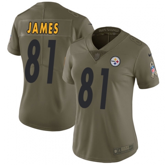 Women's Nike Pittsburgh Steelers #81 Jesse James Limited Olive 2017 Salute to Service NFL Jersey Women's Nike Pittsburgh Steelers #81 Jesse James Limited Olive 2017 Salute to Service NFL Jersey