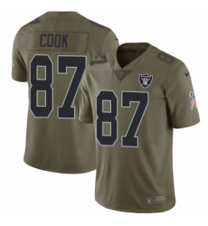 Men's Nike Oakland Raiders #87 Jared Cook Limited Olive 2017 Salute to Service NFL Jersey