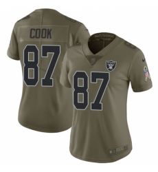 Women's Nike Oakland Raiders #87 Jared Cook Limited Olive 2017 Salute to Service NFL Jersey