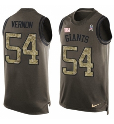 Men's Nike New York Giants #54 Olivier Vernon Limited Green Salute to Service Tank Top NFL Jersey