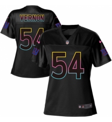 Women's Nike New York Giants #54 Olivier Vernon Game Black Fashion NFL Jersey