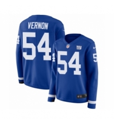 Women's Nike New York Giants #54 Olivier Vernon Limited Royal Blue Therma Long Sleeve NFL Jersey