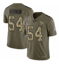 Youth Nike New York Giants #54 Olivier Vernon Limited Olive/Camo 2017 Salute to Service NFL Jersey