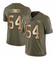 Youth Nike New York Giants #54 Olivier Vernon Limited Olive/Gold 2017 Salute to Service NFL Jersey