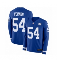 Youth Nike New York Giants #54 Olivier Vernon Limited Royal Blue Therma Long Sleeve NFL Jersey