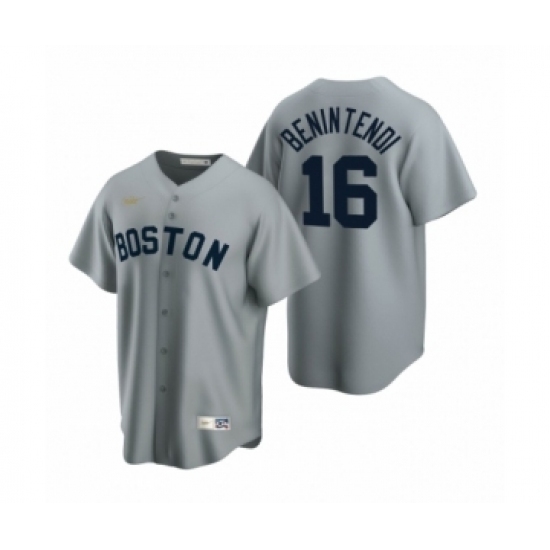 Men's Boston Red Sox #16 Andrew Benintendi Nike Gray Cooperstown Collection Road Jersey Men's Boston Red Sox #16 Andrew Benintendi Nike Gray Cooperstown Collection Road Jersey