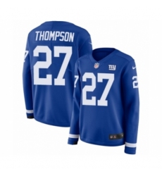 Women's Nike New York Giants #27 Darian Thompson Limited Royal Blue Therma Long Sleeve NFL Jersey