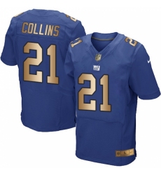 Men's Nike New York Giants #21 Landon Collins Elite Blue/Gold Team Color NFL Jersey