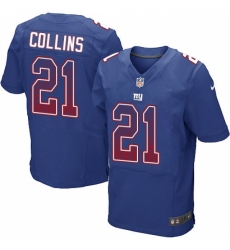 Men's Nike New York Giants #21 Landon Collins Elite Royal Blue Home Drift Fashion NFL Jersey