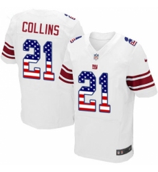 Men's Nike New York Giants #21 Landon Collins Elite White Road USA Flag Fashion NFL Jersey