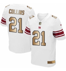 Men's Nike New York Giants #21 Landon Collins Elite White/Gold NFL Jersey