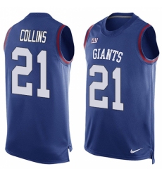 Men's Nike New York Giants #21 Landon Collins Limited Royal Blue Player Name & Number Tank Top NFL Jersey