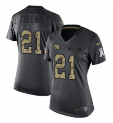 Women's Nike New York Giants #21 Landon Collins Limited Black 2016 Salute to Service NFL Jersey