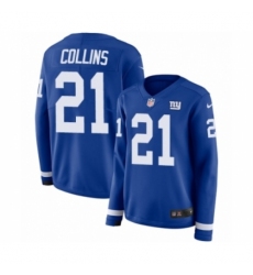 Women's Nike New York Giants #21 Landon Collins Limited Royal Blue Therma Long Sleeve NFL Jersey