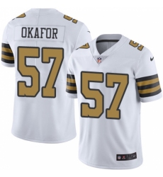 Men's Nike New Orleans Saints #57 Alex Okafor Limited White Rush Vapor Untouchable NFL Jersey