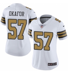 Women's Nike New Orleans Saints #57 Alex Okafor Limited White Rush Vapor Untouchable NFL Jersey