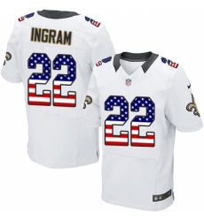 Men's Nike New Orleans Saints #22 Mark Ingram Elite White Road USA Flag Fashion NFL Jersey