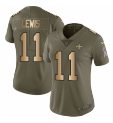 Women's Nike New Orleans Saints #11 Tommylee Lewis Limited Olive/Gold 2017 Salute to Service NFL Jersey