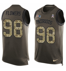 Men's Nike New England Patriots #98 Trey Flowers Limited Green Salute to Service Tank Top NFL Jersey