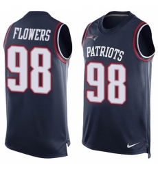 Men's Nike New England Patriots #98 Trey Flowers Limited Navy Blue Player Name & Number Tank Top NFL Jersey