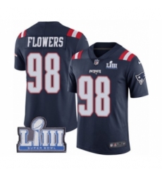 Men's Nike New England Patriots #98 Trey Flowers Limited Navy Blue Rush Vapor Untouchable Super Bowl LIII Bound NFL Jersey
