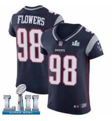 Men's Nike New England Patriots #98 Trey Flowers Navy Blue Team Color Vapor Untouchable Elite Player Super Bowl LII NFL Jersey