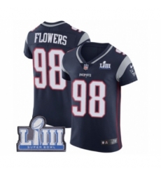 Men's Nike New England Patriots #98 Trey Flowers Navy Blue Team Color Vapor Untouchable Elite Player Super Bowl LIII Bound NFL Jersey