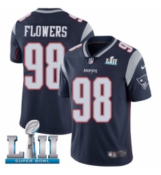 Men's Nike New England Patriots #98 Trey Flowers Navy Blue Team Color Vapor Untouchable Limited Player Super Bowl LII NFL Jersey