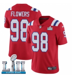 Men's Nike New England Patriots #98 Trey Flowers Red Alternate Vapor Untouchable Limited Player Super Bowl LII NFL Jersey