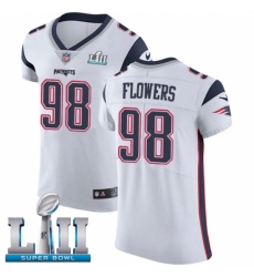 Men's Nike New England Patriots #98 Trey Flowers White Vapor Untouchable Elite Player Super Bowl LII NFL Jersey