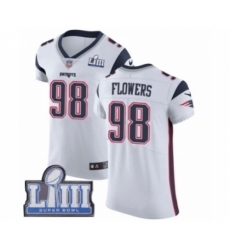 Men's Nike New England Patriots #98 Trey Flowers White Vapor Untouchable Elite Player Super Bowl LIII Bound NFL Jersey