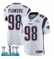 Men's Nike New England Patriots #98 Trey Flowers White Vapor Untouchable Limited Player Super Bowl LII NFL Jersey