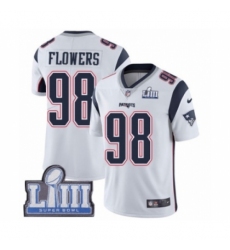 Men's Nike New England Patriots #98 Trey Flowers White Vapor Untouchable Limited Player Super Bowl LIII Bound NFL Jersey