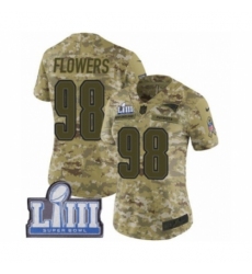 Women's Nike New England Patriots #98 Trey Flowers Limited Camo 2018 Salute to Service Super Bowl LIII Bound NFL Jersey