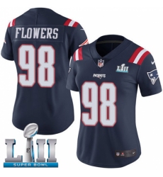 Women's Nike New England Patriots #98 Trey Flowers Limited Navy Blue Rush Vapor Untouchable Super Bowl LII NFL Jersey