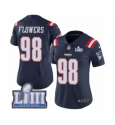 Women's Nike New England Patriots #98 Trey Flowers Limited Navy Blue Rush Vapor Untouchable Super Bowl LIII Bound NFL Jersey