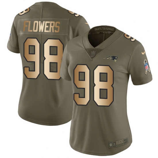 Women's Nike New England Patriots #98 Trey Flowers Limited Olive/Gold 2017 Salute to Service NFL Jersey Women's Nike New England Patriots #98 Trey Flowers Limited Olive/Gold 2017 Salute to Service NFL Jersey