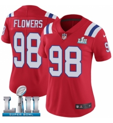 Women's Nike New England Patriots #98 Trey Flowers Red Alternate Vapor Untouchable Limited Player Super Bowl LII NFL Jersey